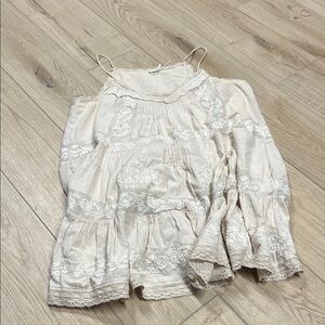 Anthropologie Ivory Lace Mini Dress